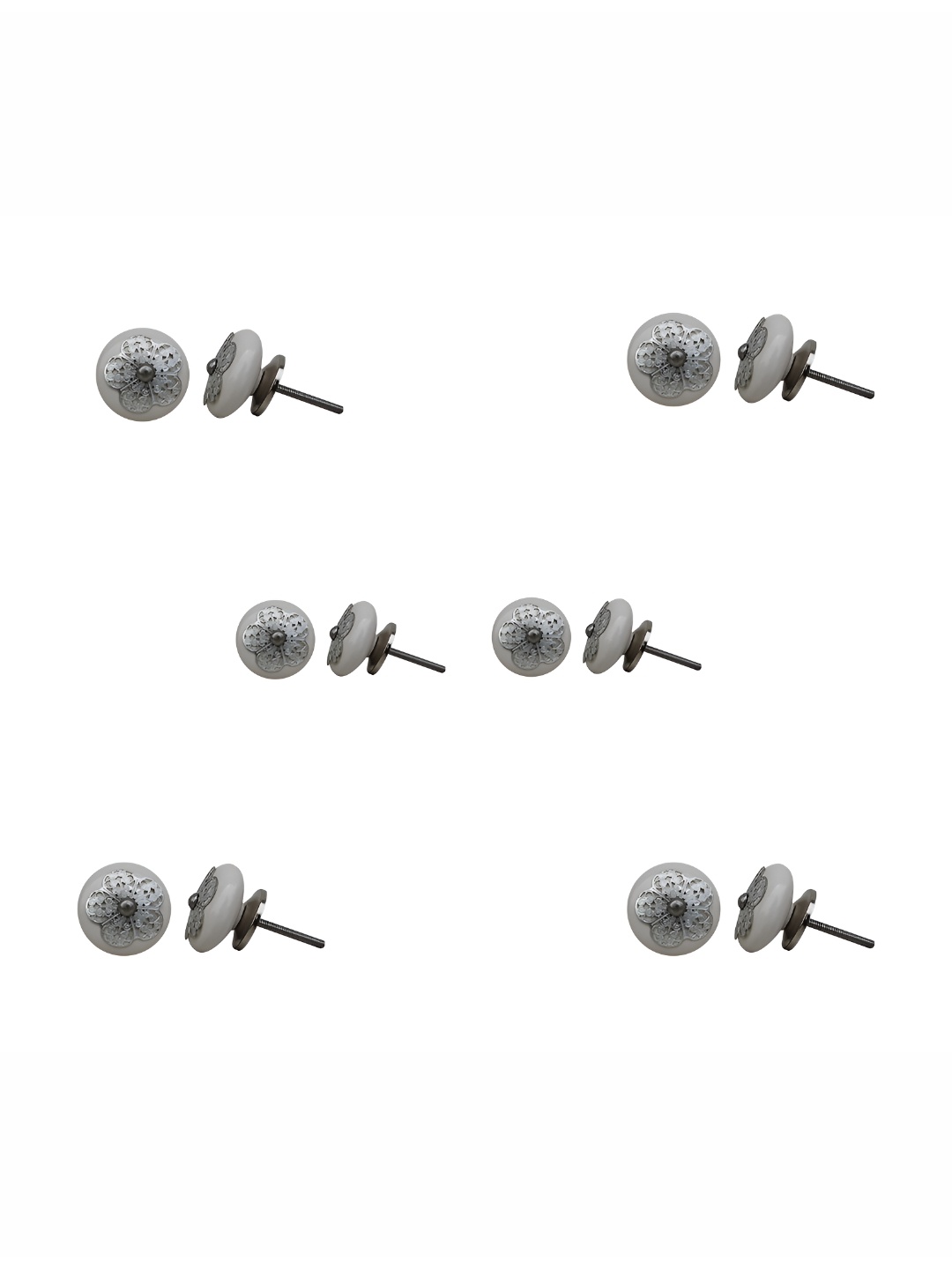 

Indianshelf 6Pcs Cream-Colored Textured Ceramic Strewn Flat Knobs