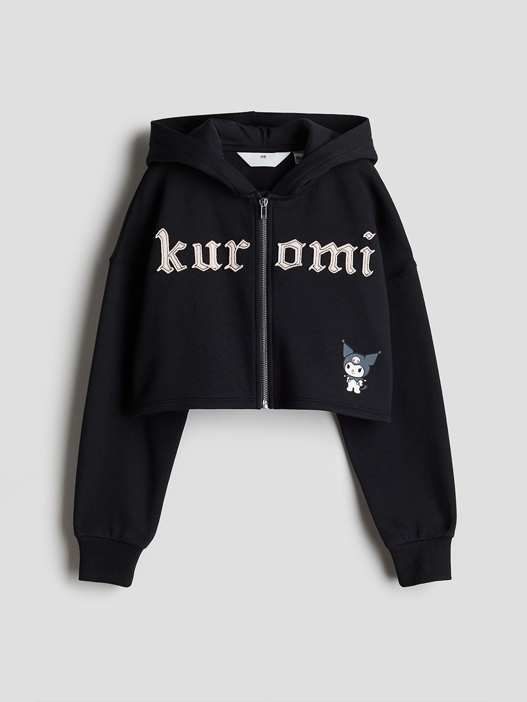 

H&M Girls Motif-Detail Zip-Through Hoodie, Black