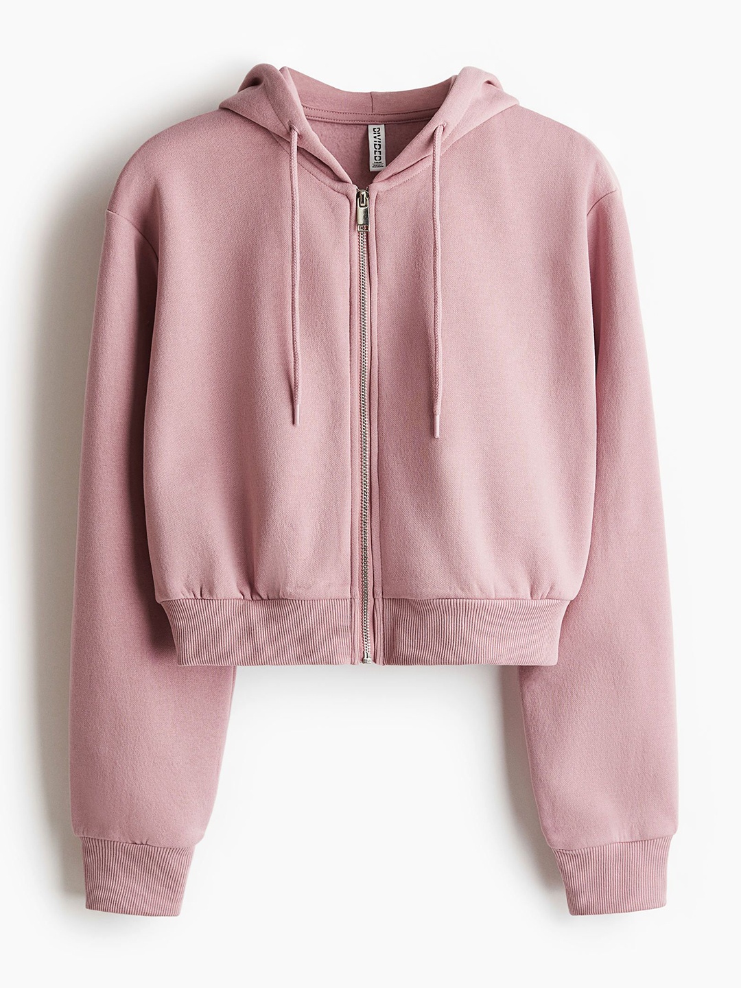 

H&M Cropped Zip-Through Hoodie, Pink
