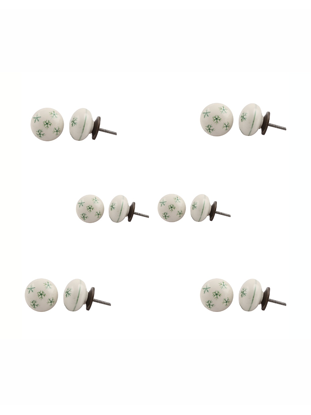 

Indianshelf 6Pcs White & Green Textured Ceramic Knobs
