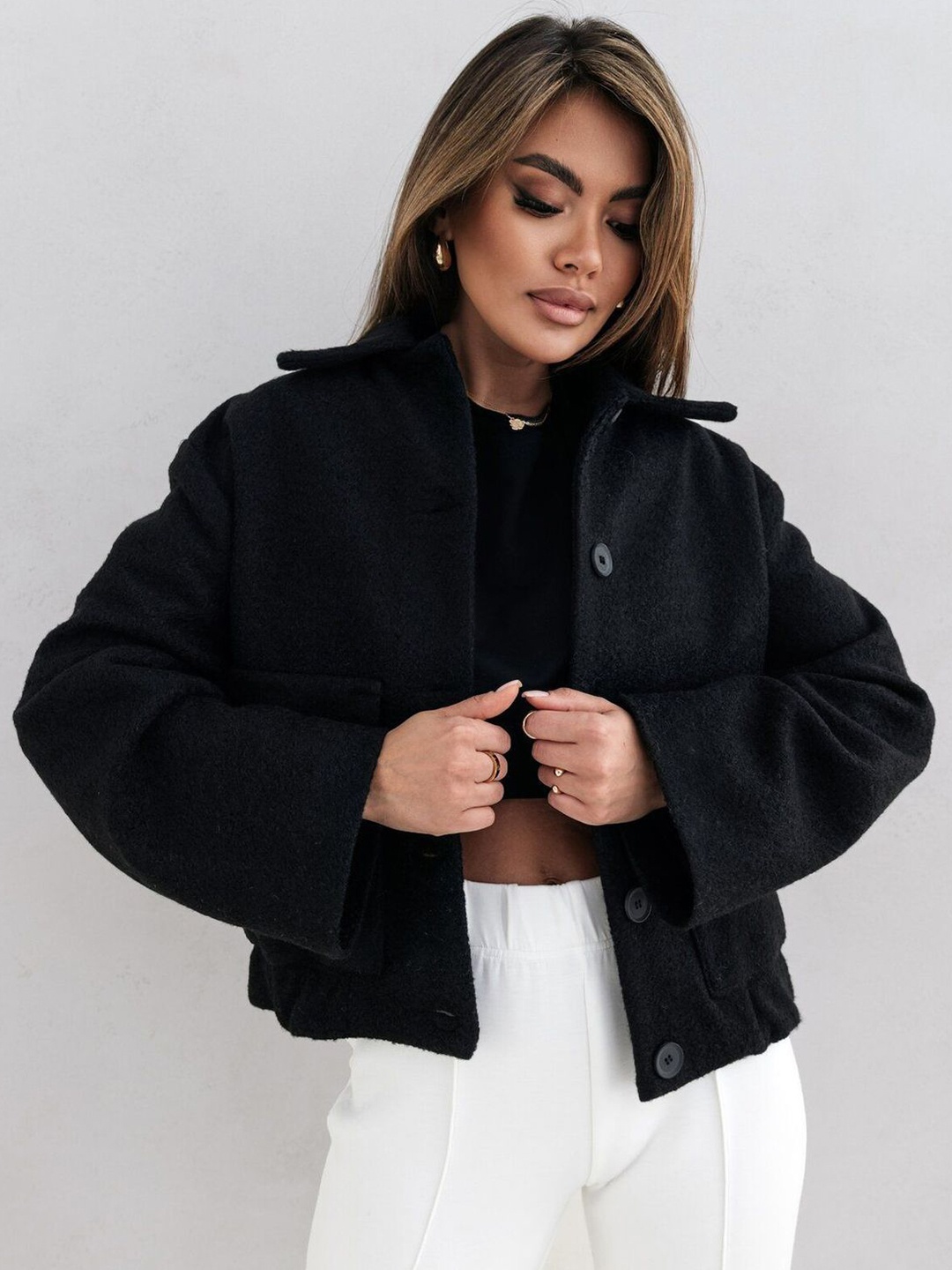 

StyleCast Women Open Front Jacket, Black