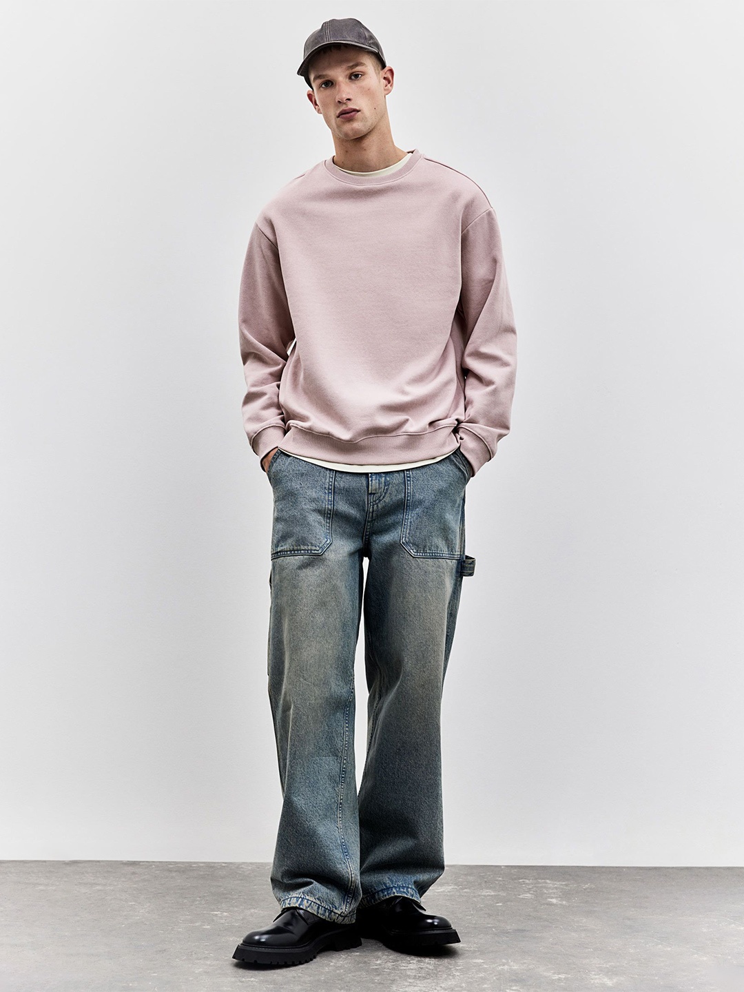 

H&M Pure Cotton Loose-Fit Sweatshirt, Pink