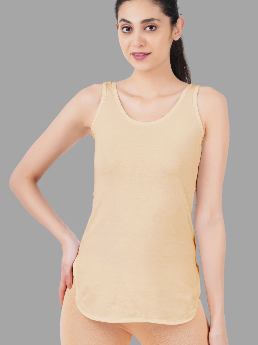 

BRIDA LADIES INNERWEAR Cotton Slip With Wide Straps, Beige