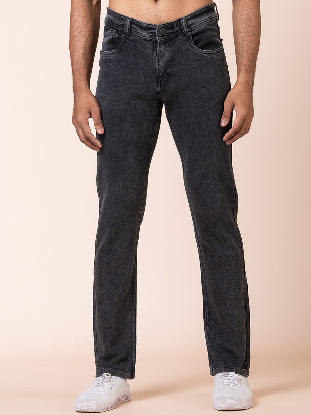 

AFLASH Men High-Rise Light Fade Jeans, Black