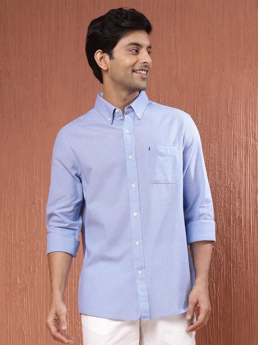 

Fabindia Men Opaque Formal Shirt, Blue