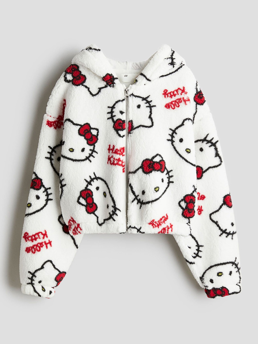 

H&M Girls Teddy Zip-Through Hoodie, White