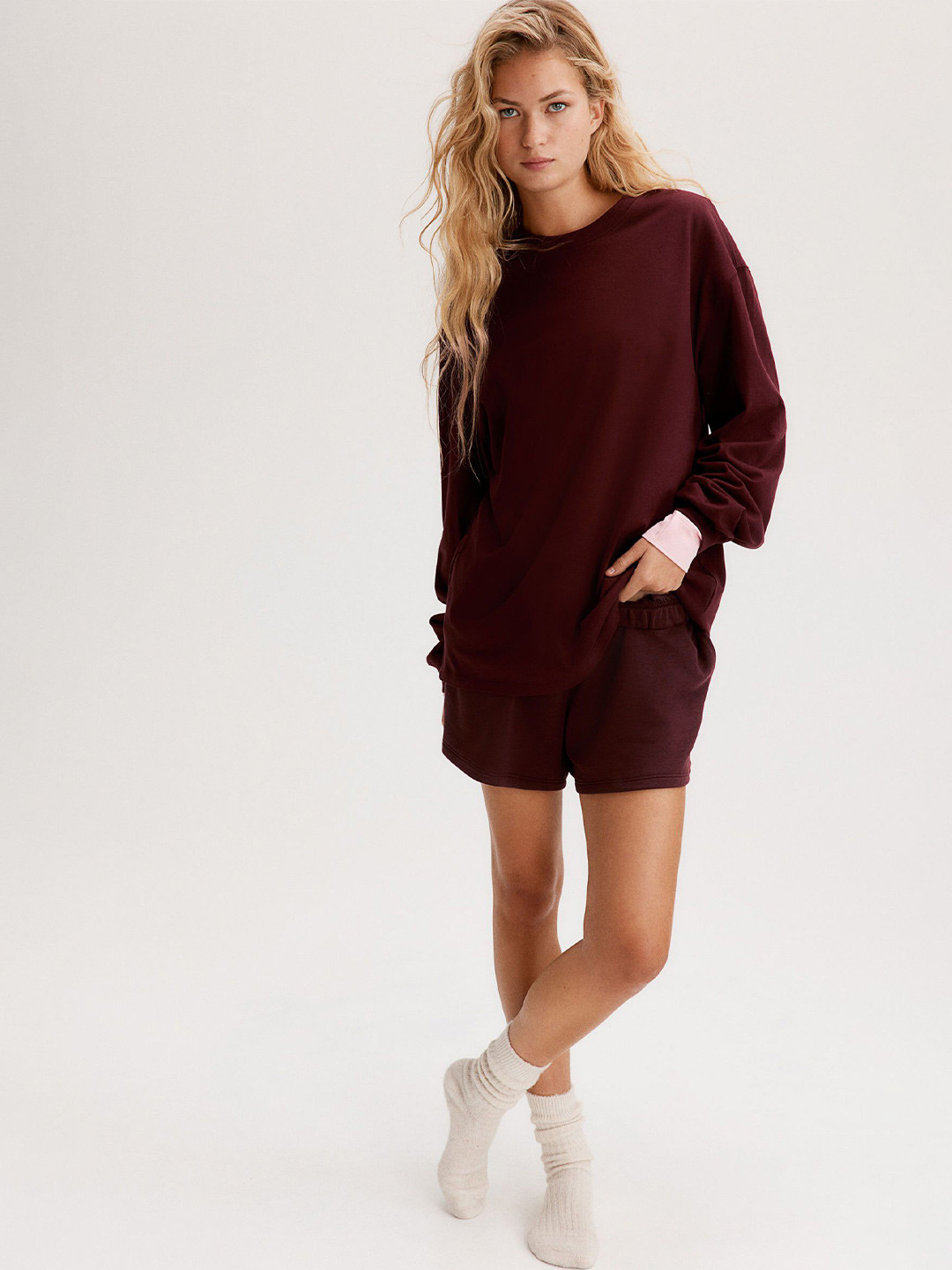 

H&M Long-Sleeved Jersey Top, Red