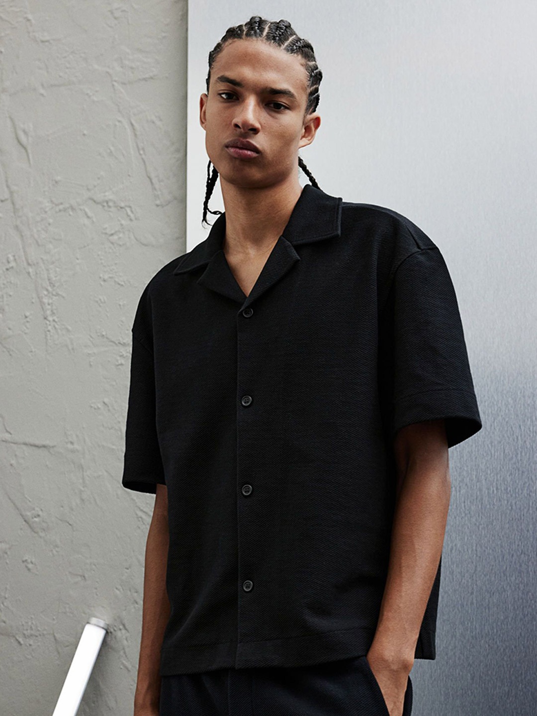 

H&M Loose Fit Pure Cotton Shirt, Black