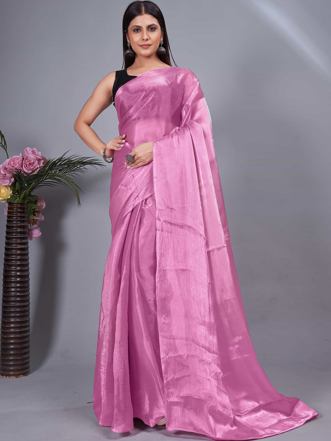 

KALINI Pure Crepe Ready to Wear Saree, Pink