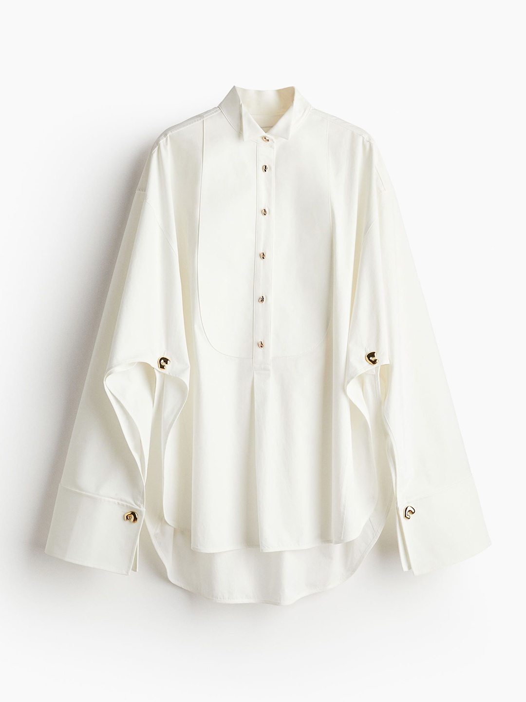 

H&M Statement-Button Tuxedo Shirt, White