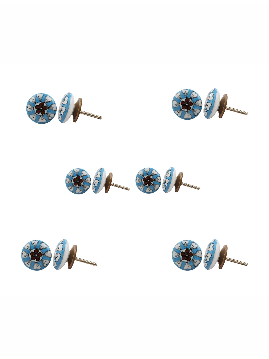 

Indianshelf 6-Pcs White & Blue Floral Ceramic Knobs