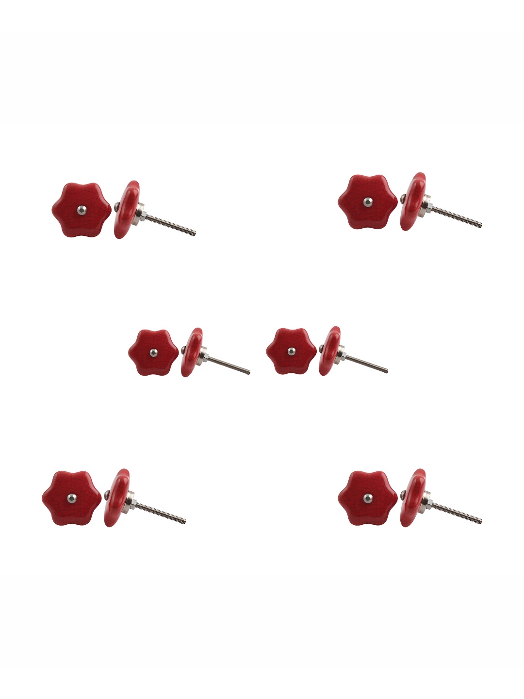 

Indianshelf 6Pcs Red Textured Ceramic Knobs