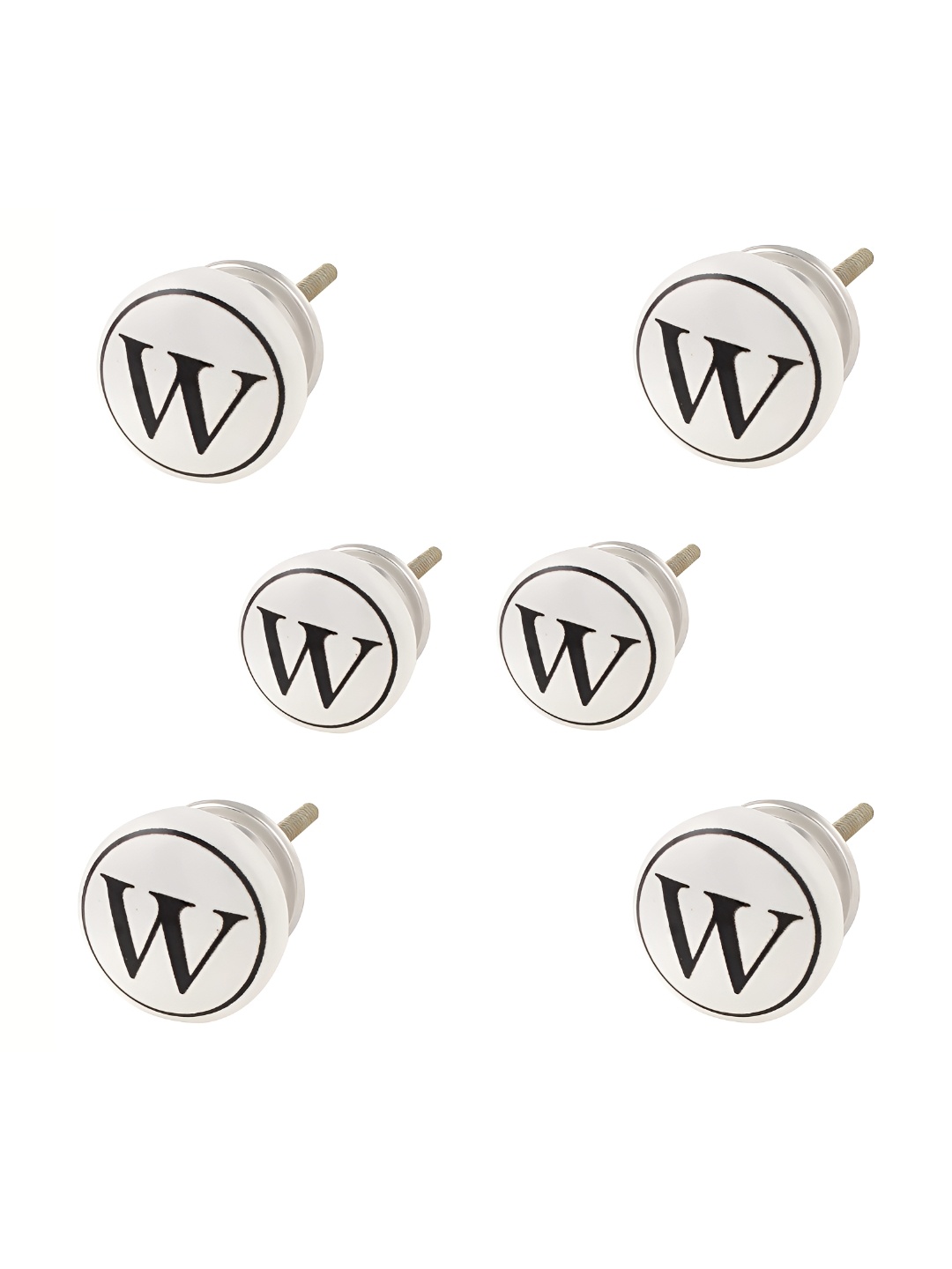 

Indianshelf 6Pcs White & Black Textured Ceramic Alphabet Knobs