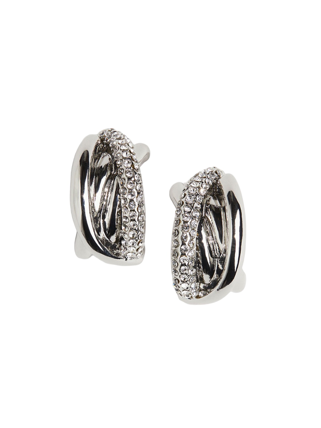 

H&M Rhinestone-Embellished Hoop Earrings, Silver