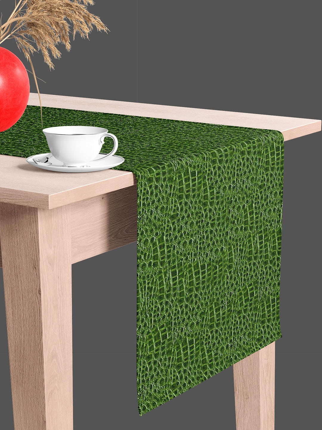 

ArtzFolio Green Geometric-Printed Edge To Edge Table Runner