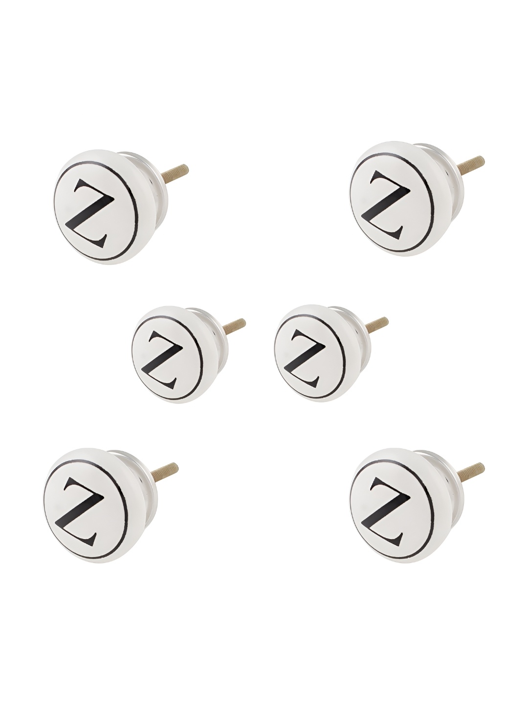

Indianshelf 6Pcs Black & White Textured Ceramic Z Alphabet Knobs