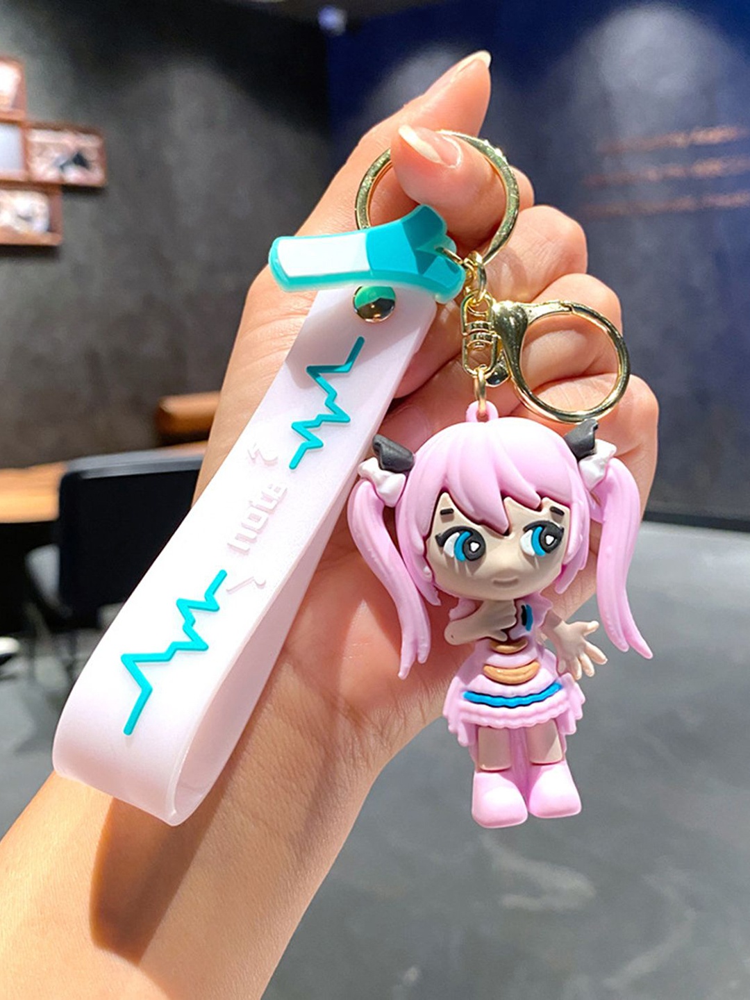 

Flenzy 3D Hatsune Miku Printed Key Chain With Belt, Pink