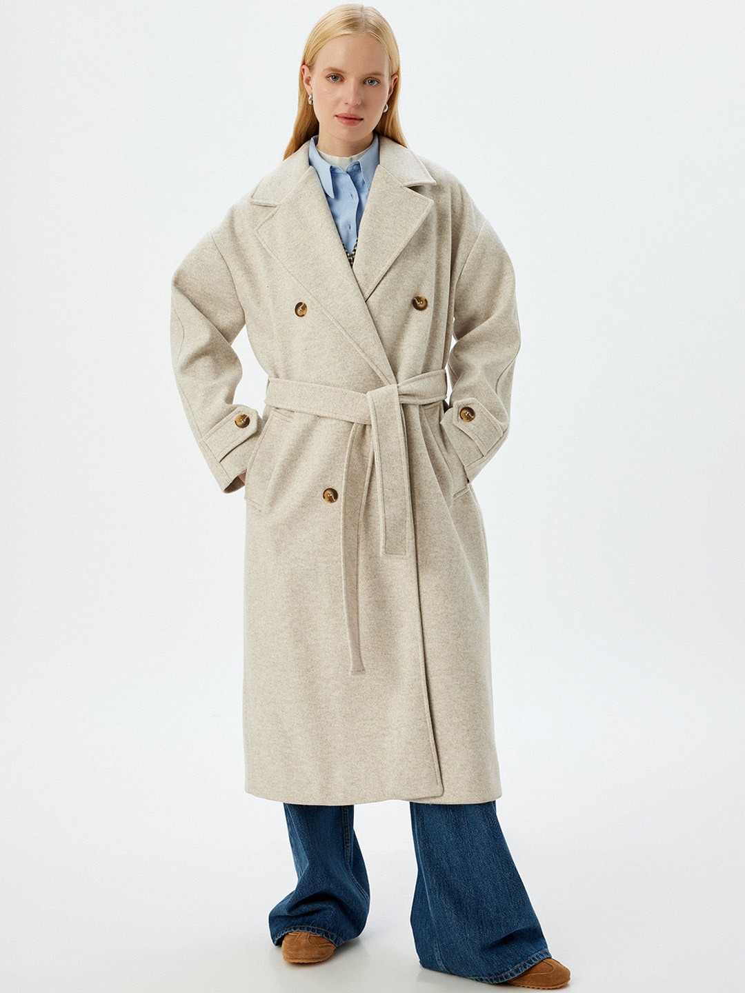 

Koton Single-Breasted Trench Coat, Beige