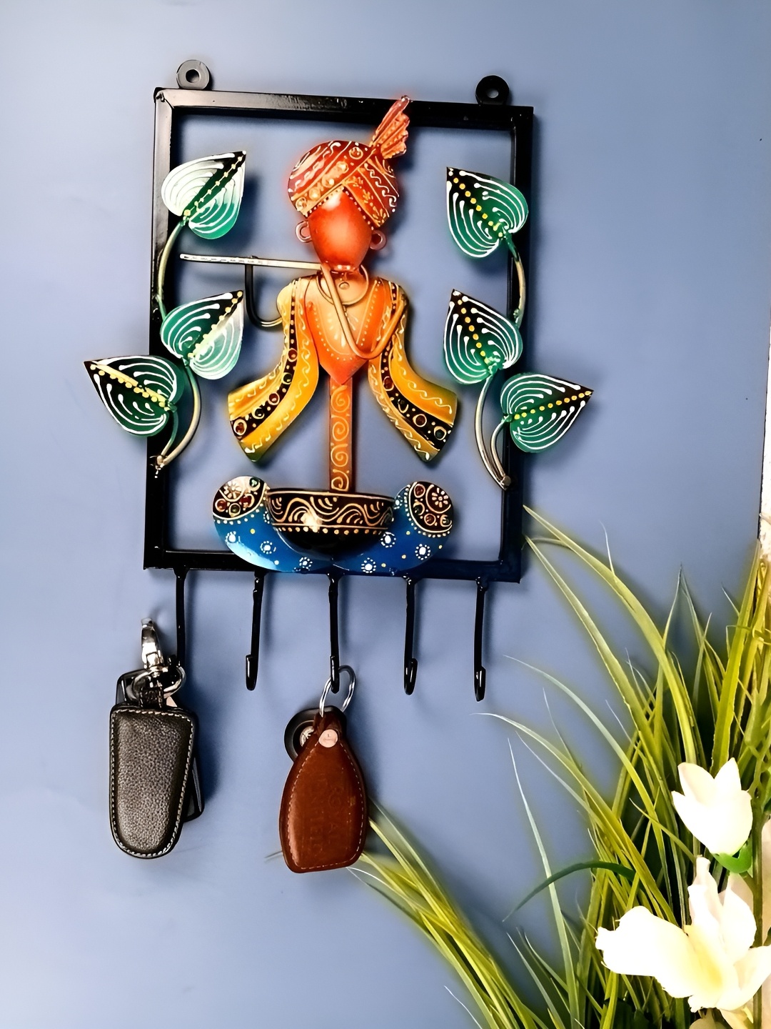 

apka mart Black & Green Iron Key Holder With Candle Tea Light Stand