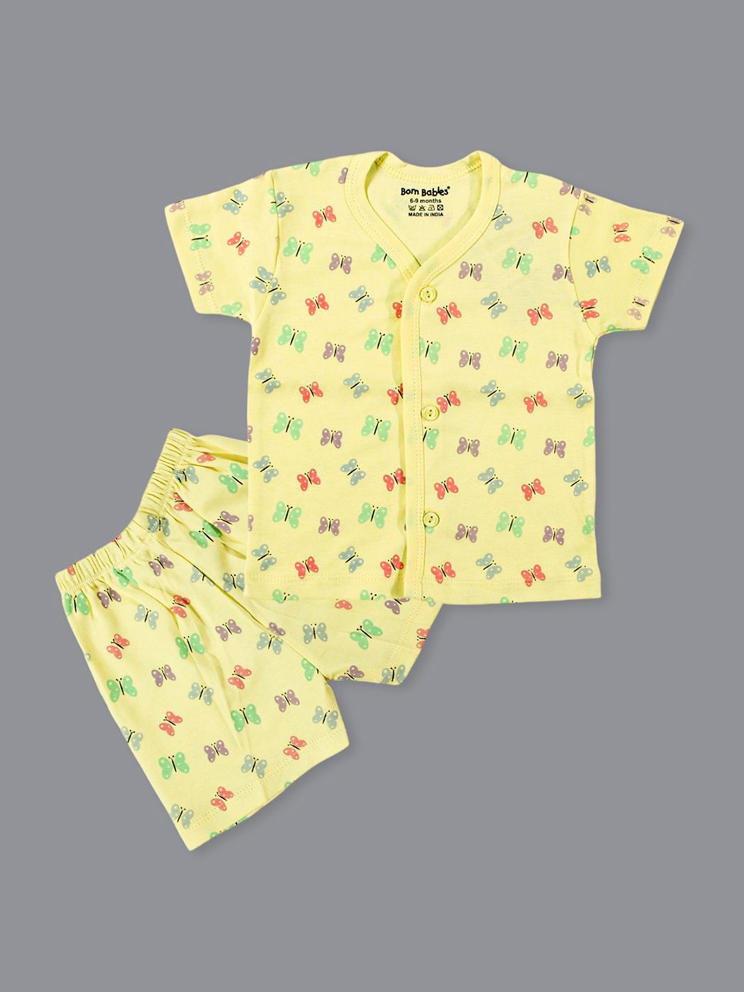 

Born Babies Unisex Kids Printed Top with Shorts, Yellow