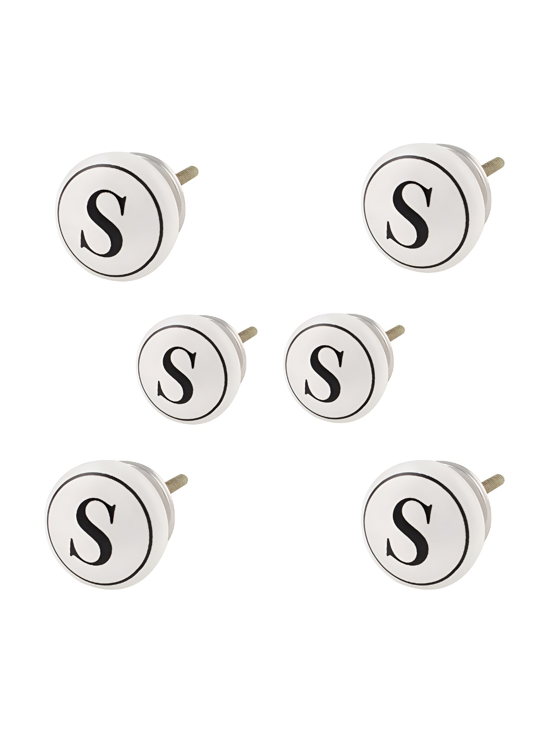 

Indianshelf 6Pcs Black & White Textured Ceramic S Alphabet Knobs