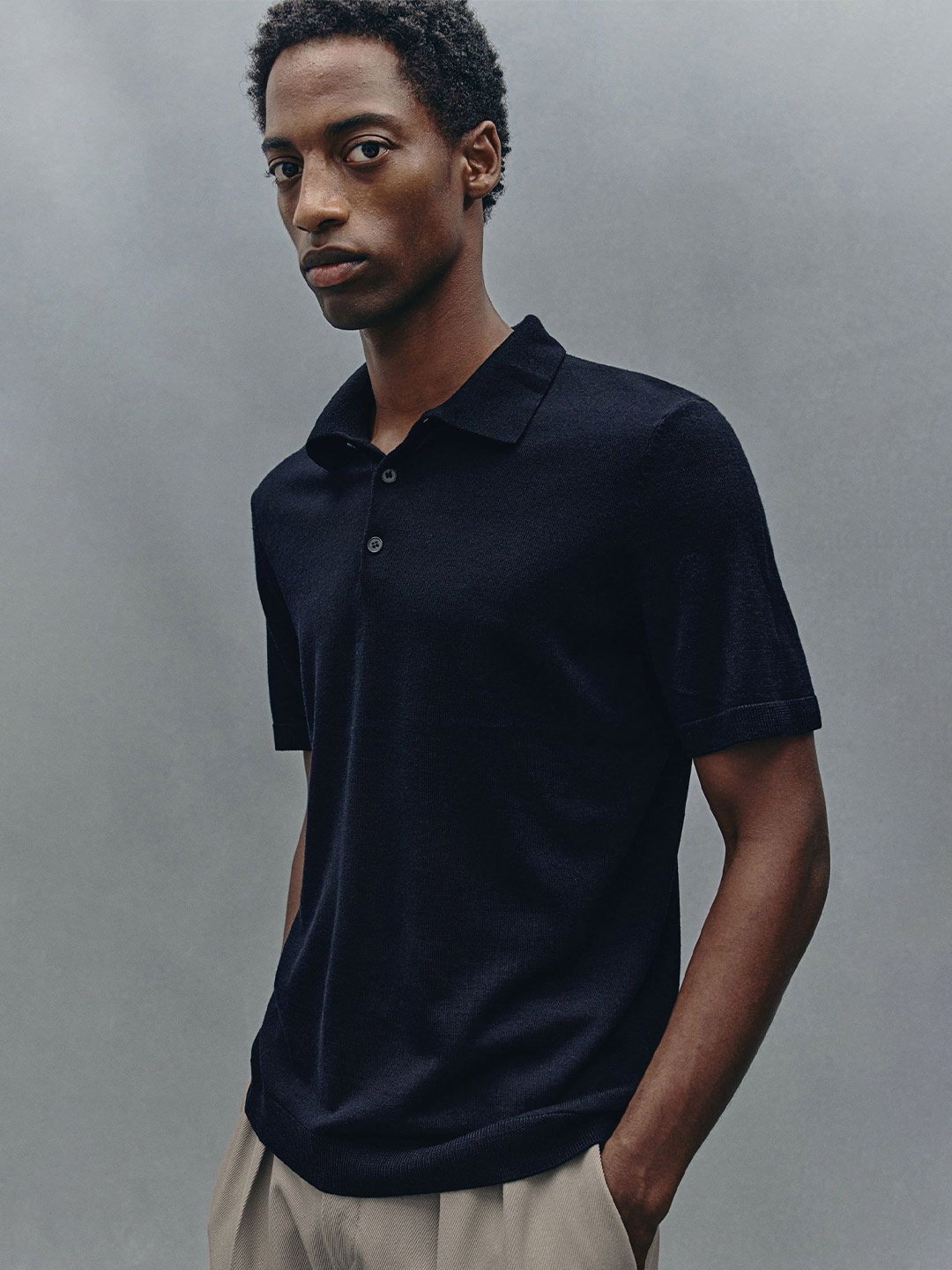 

H&M Slim Fit Wool Polo shirt, Blue