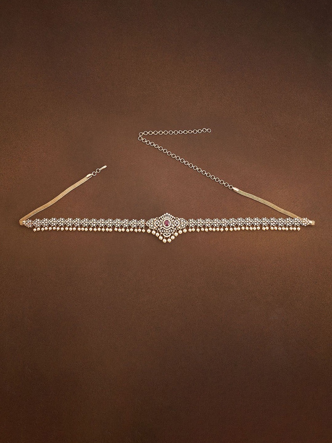 

Kushal's Fashion Jewellery Artificial Stones Studded Waist Chain Saree Accessories, Gold