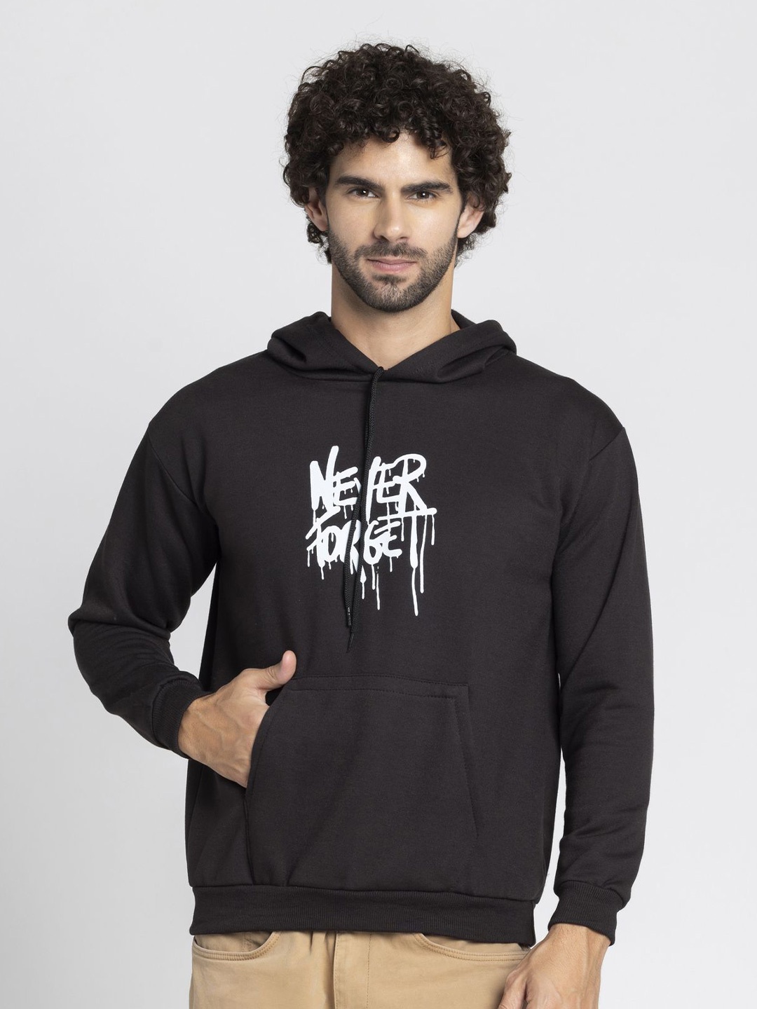 

OCTICS Men Printed Hooded Sweatshirt, Black