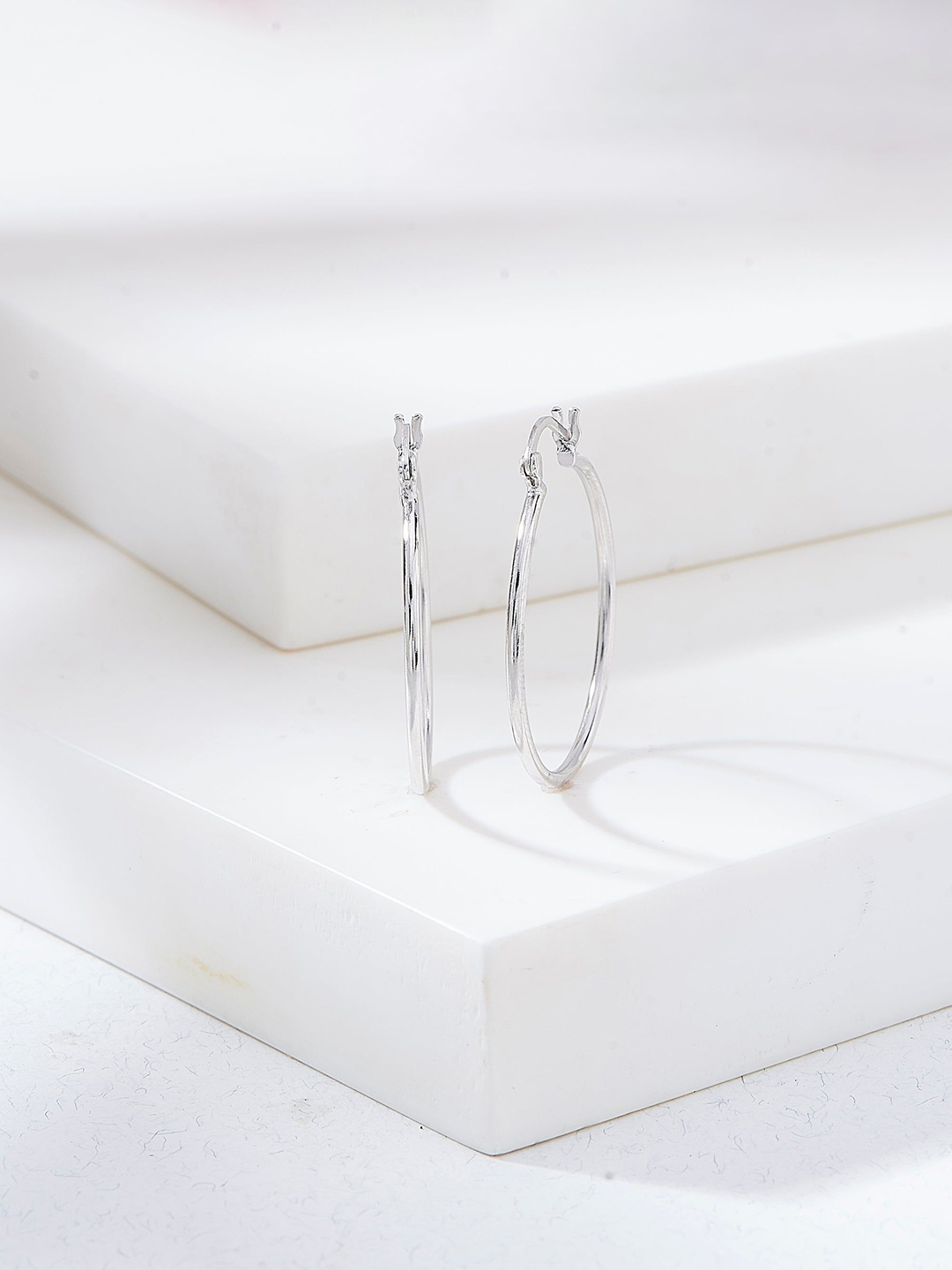 

Nipura 925 Sterling Silver Rhodium-Plated Luminous Hoop Earrings