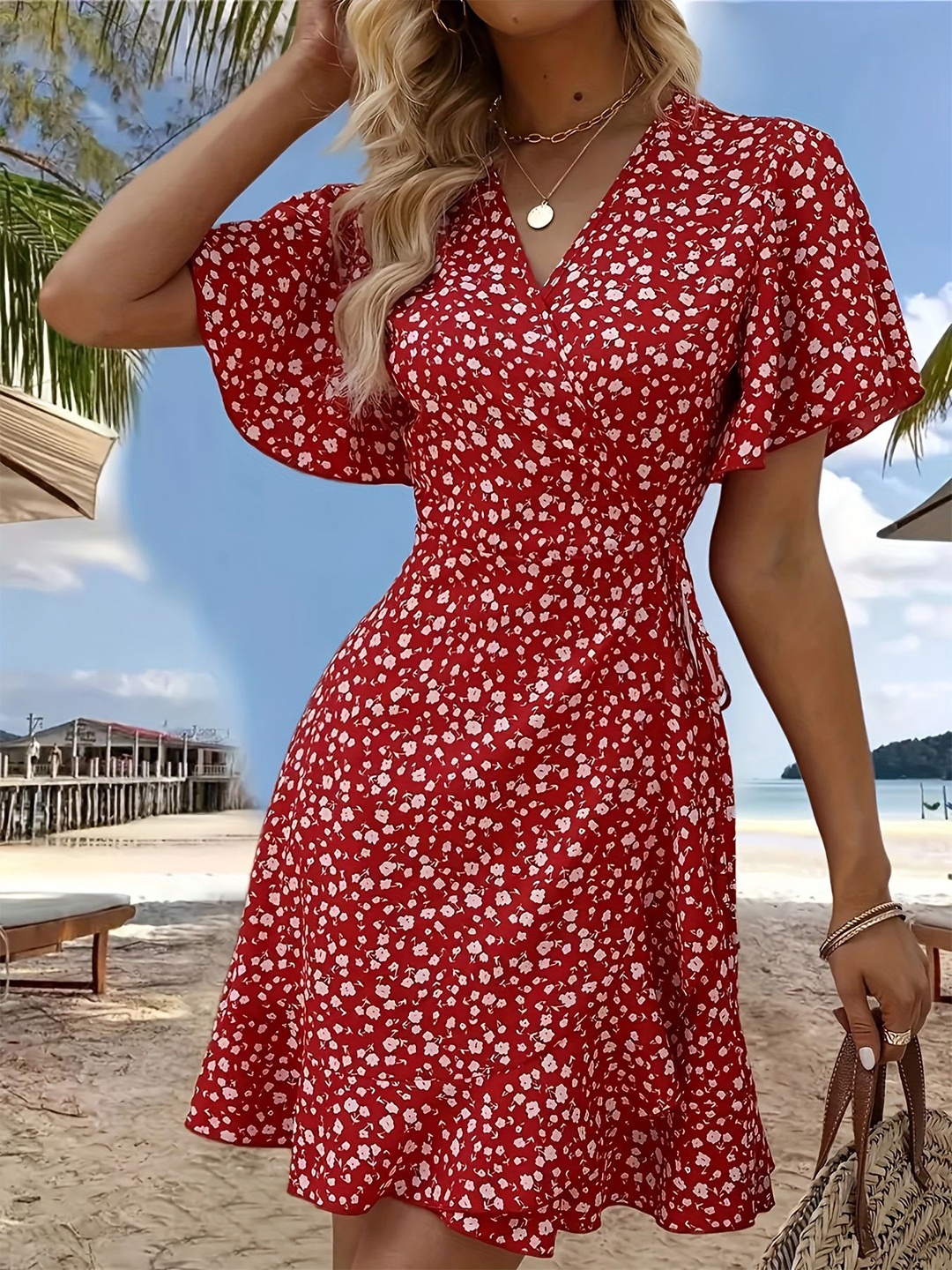 

StyleCast Floral Fit & Flare Mini Dress, Red