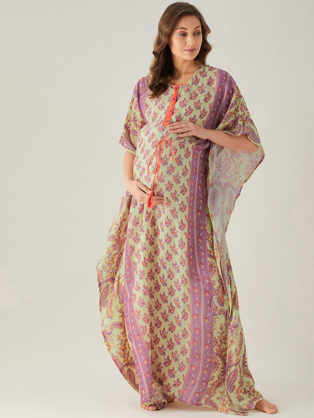 

The Kaftan Company Printed Maxi Nightdress, Green