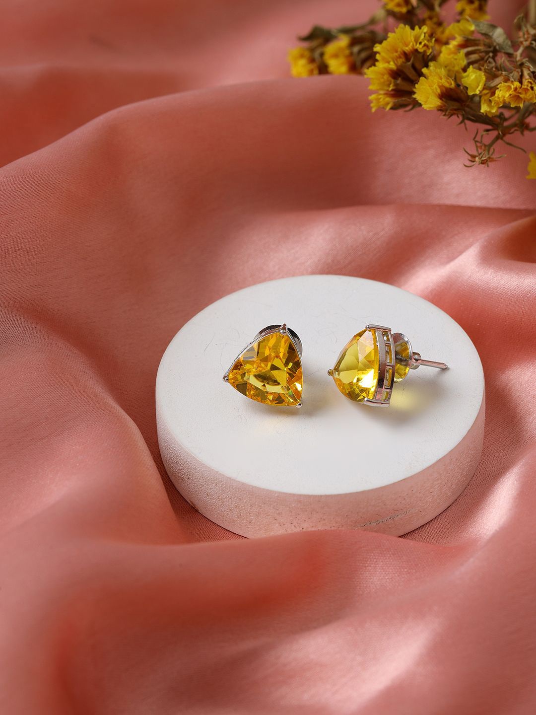 

RITU SINGH Contemporary Studs Earrings, Yellow