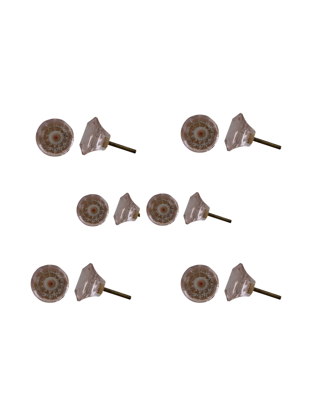 

Indianshelf 6Pcs Pink Textured Glass Diamond Knobs