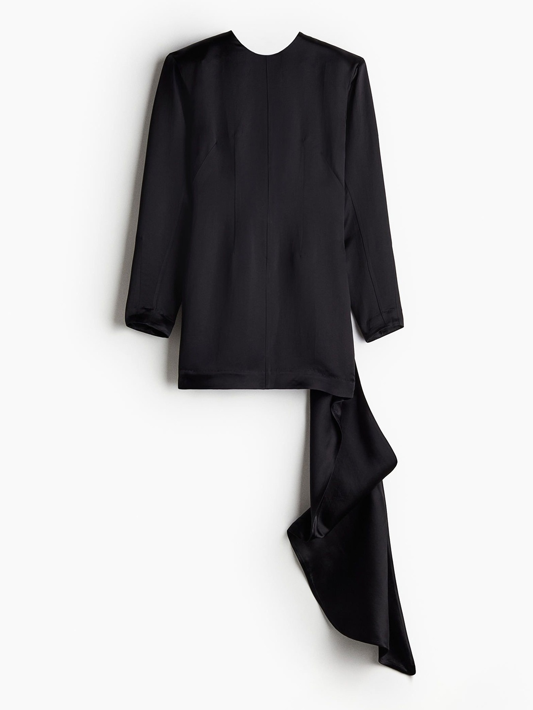 

H&M Draped-Panel Shoulder-Pad Dress, Black