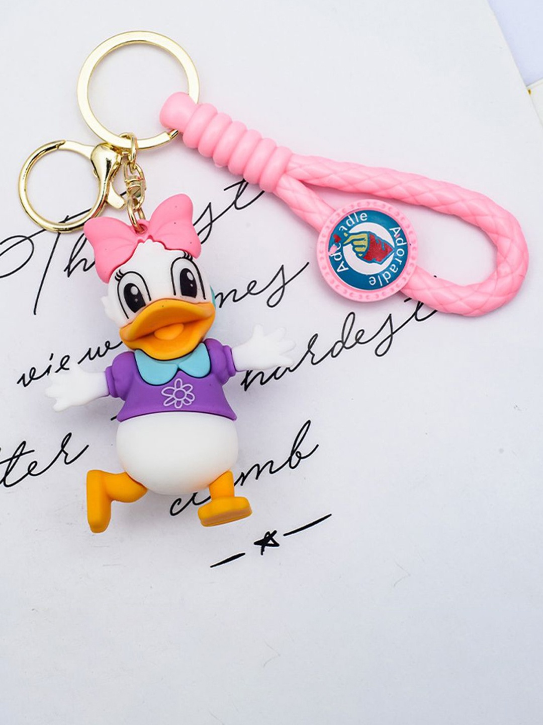 

Flenzy 3D Donald Duck Cartoon Keychain With Silicone Belt, Purple