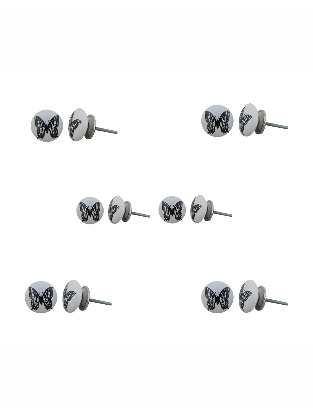 

Indianshelf 6-Pcs White & Black Butterfly Printed Ceramic Knobs