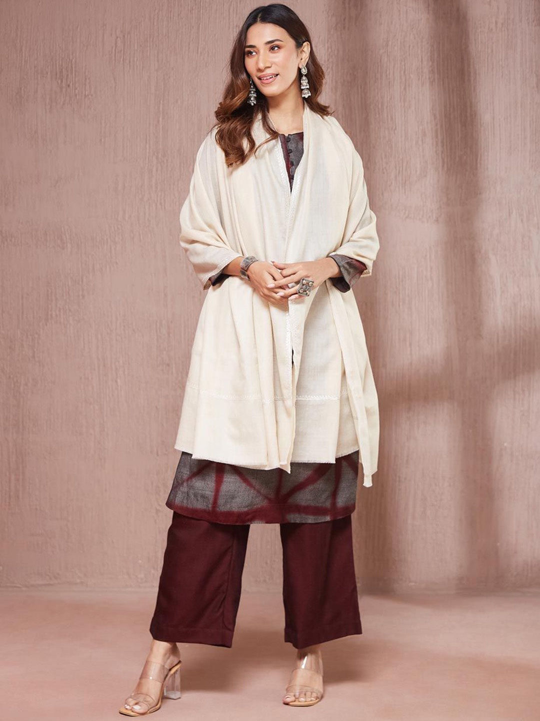 

Fabindia Natural Wool Shawl, Cream