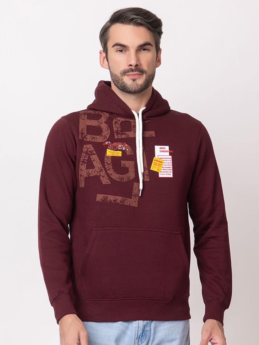 

ARIIX Men Printed Hooded Sweatshirt, Red