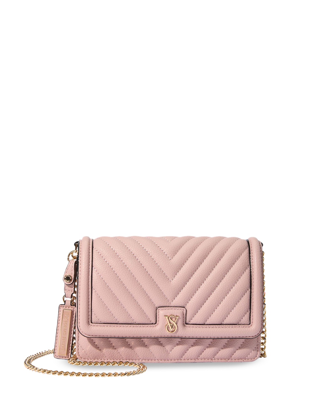 

Victoria's Secret Textured PU Structured Sling Bag with Quilted, Pink