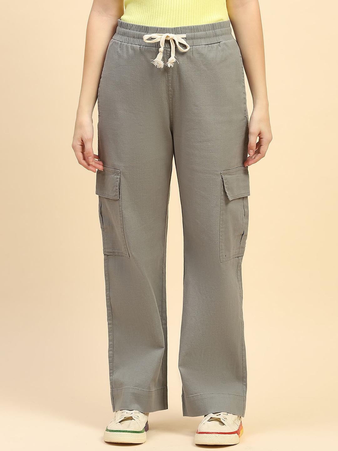

Global Republic Women Relaxed Straight Fit High-Rise Trousers, Green