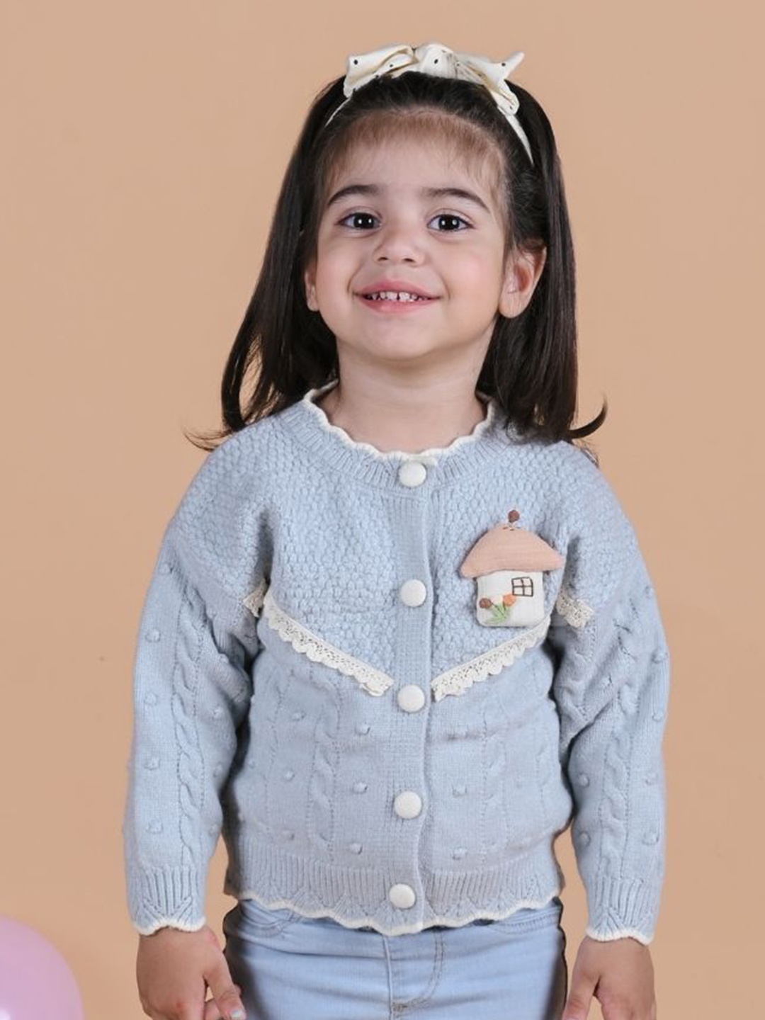 

MAMA AND PEACHES Kids Printed Cotton Cardigan, Blue