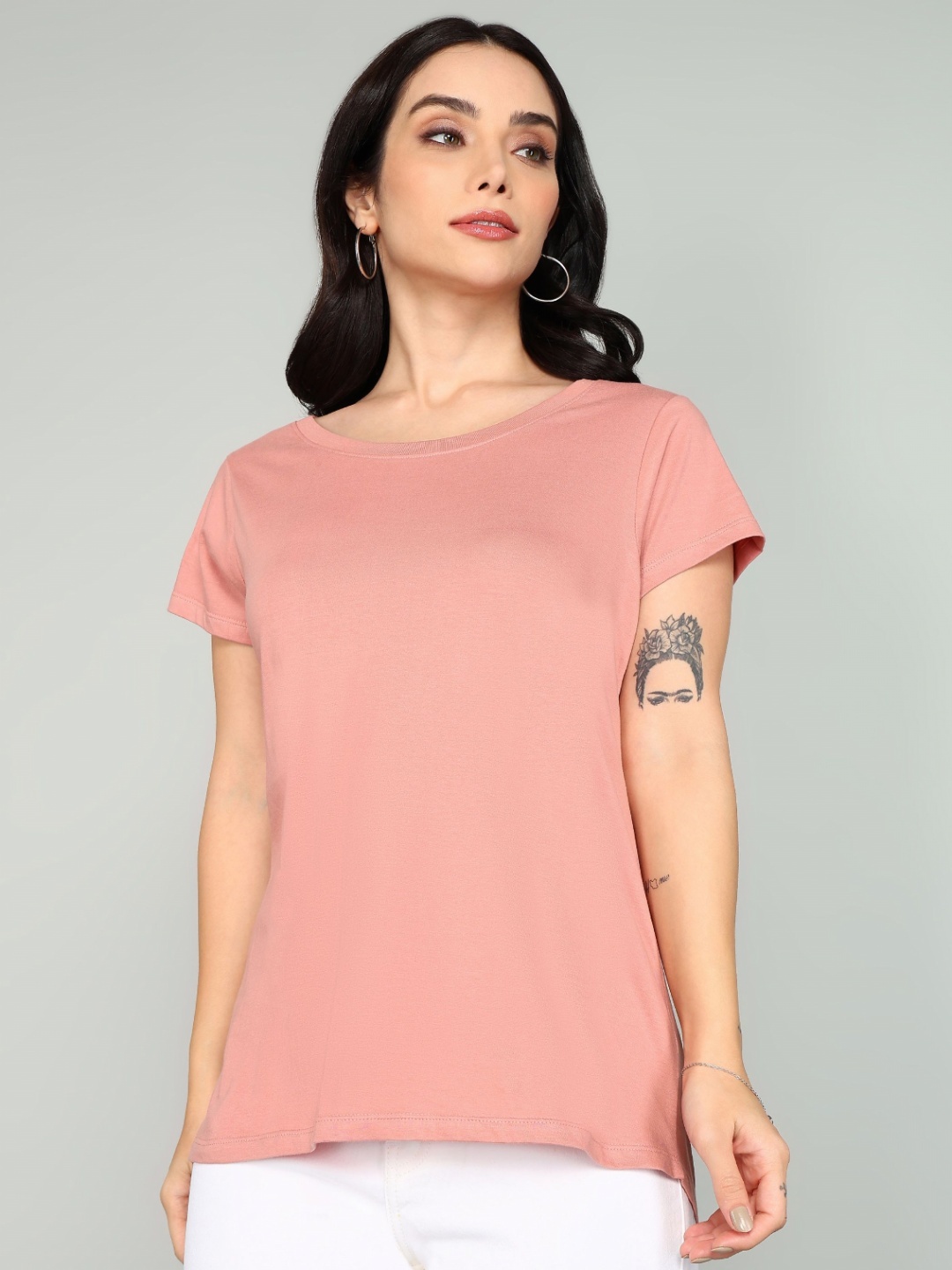 

GUTI Women Pure Cotton Pockets T-shirt, Pink