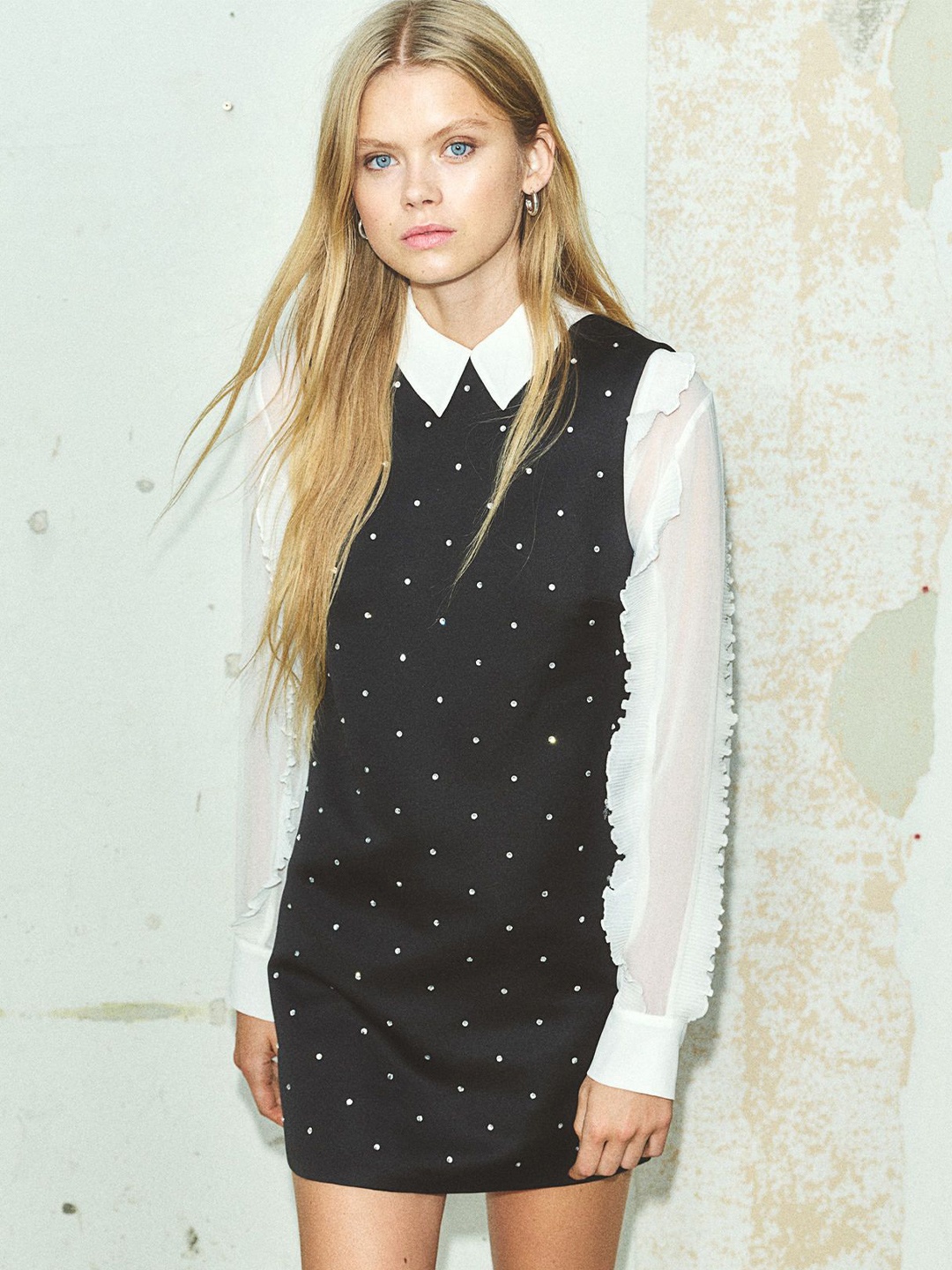 

H&M Rhinestone-Embellished Mini Dress, Black
