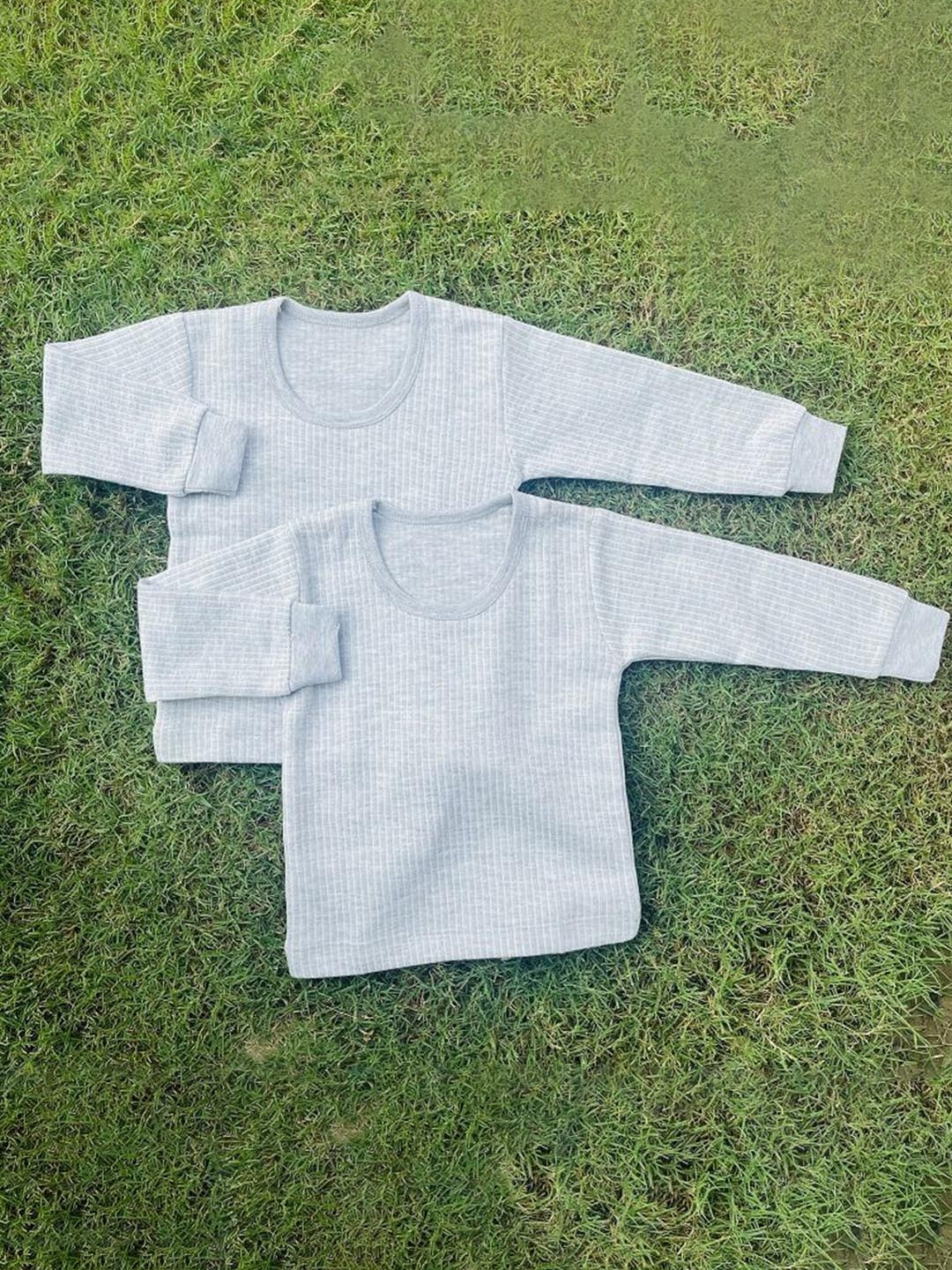 

BAESD Kids Pack Of 2 Pure Cotton Thermal Tops set, Grey