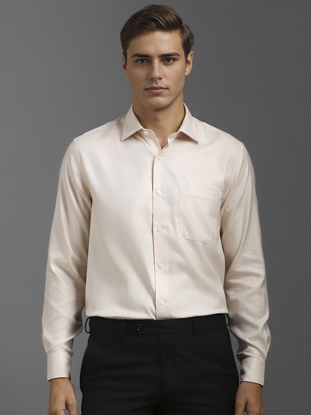 

Louis Philippe Men Classic Opaque Formal Shirt, Beige