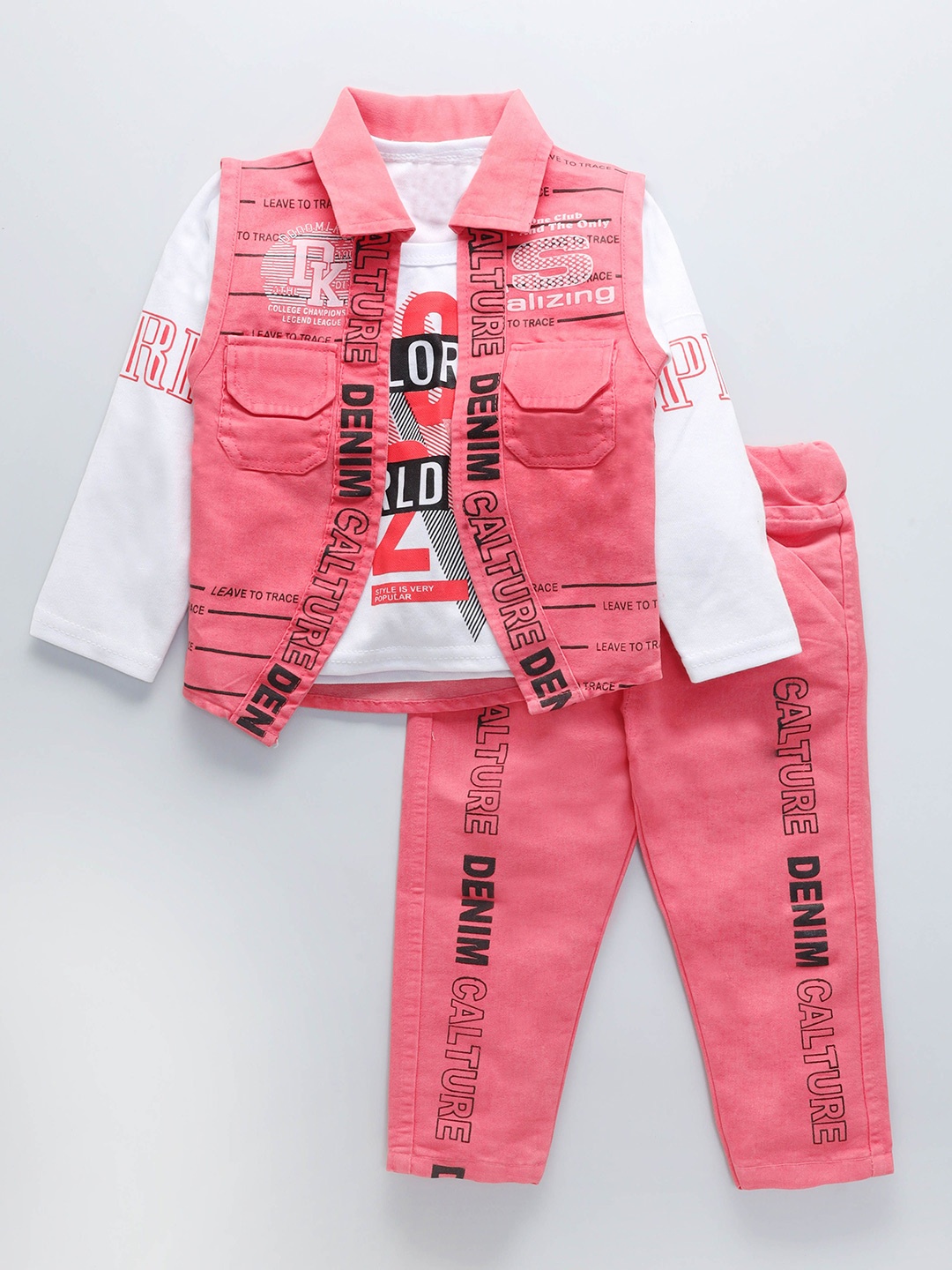 

BAESD Boys Printed T-shirt with Trousers, Pink