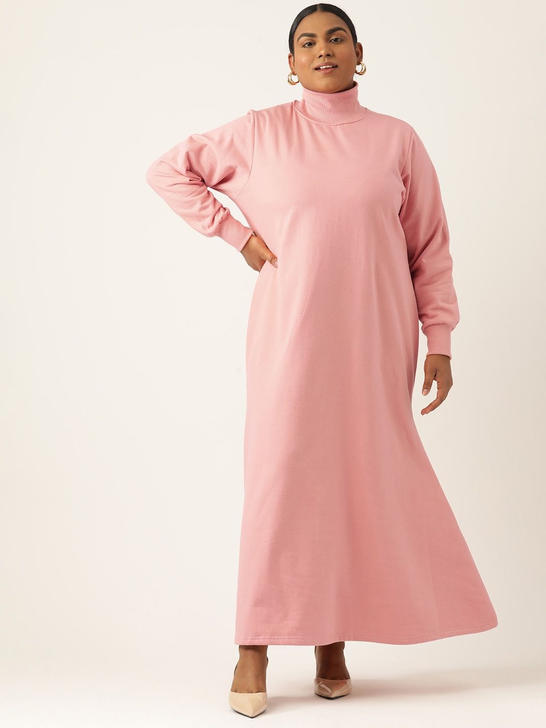 

theRebelinme Bishop Sleeve A-Line Maxi Dress, Pink