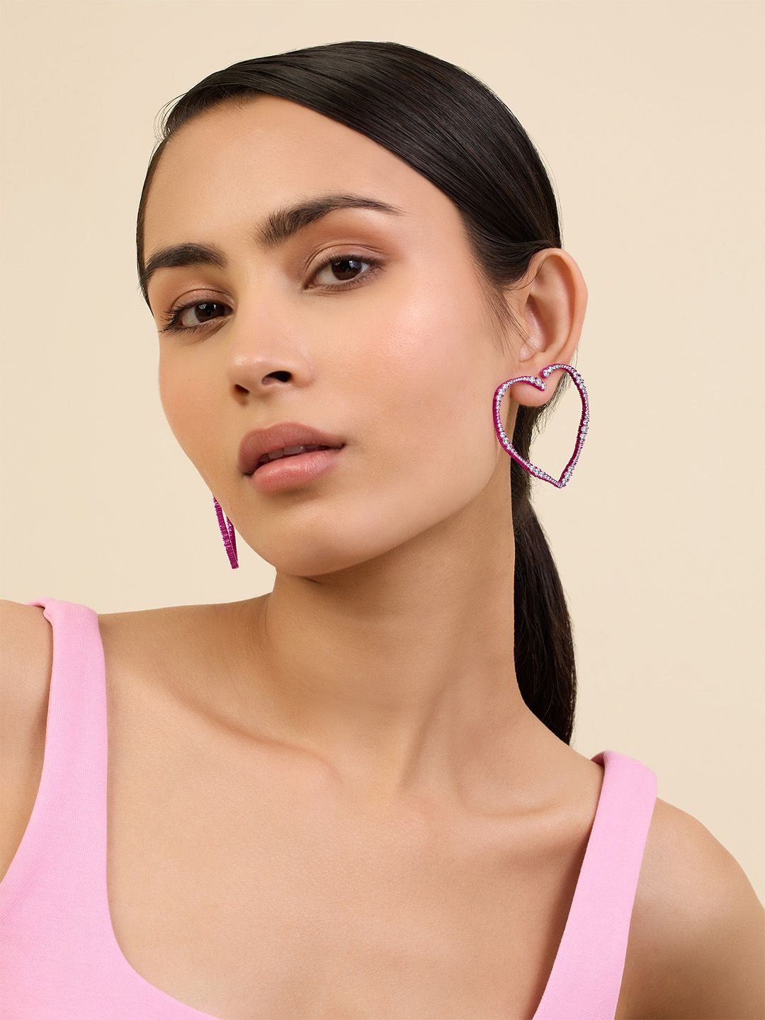

Isharya Contemporary Hoop Earrings, Pink