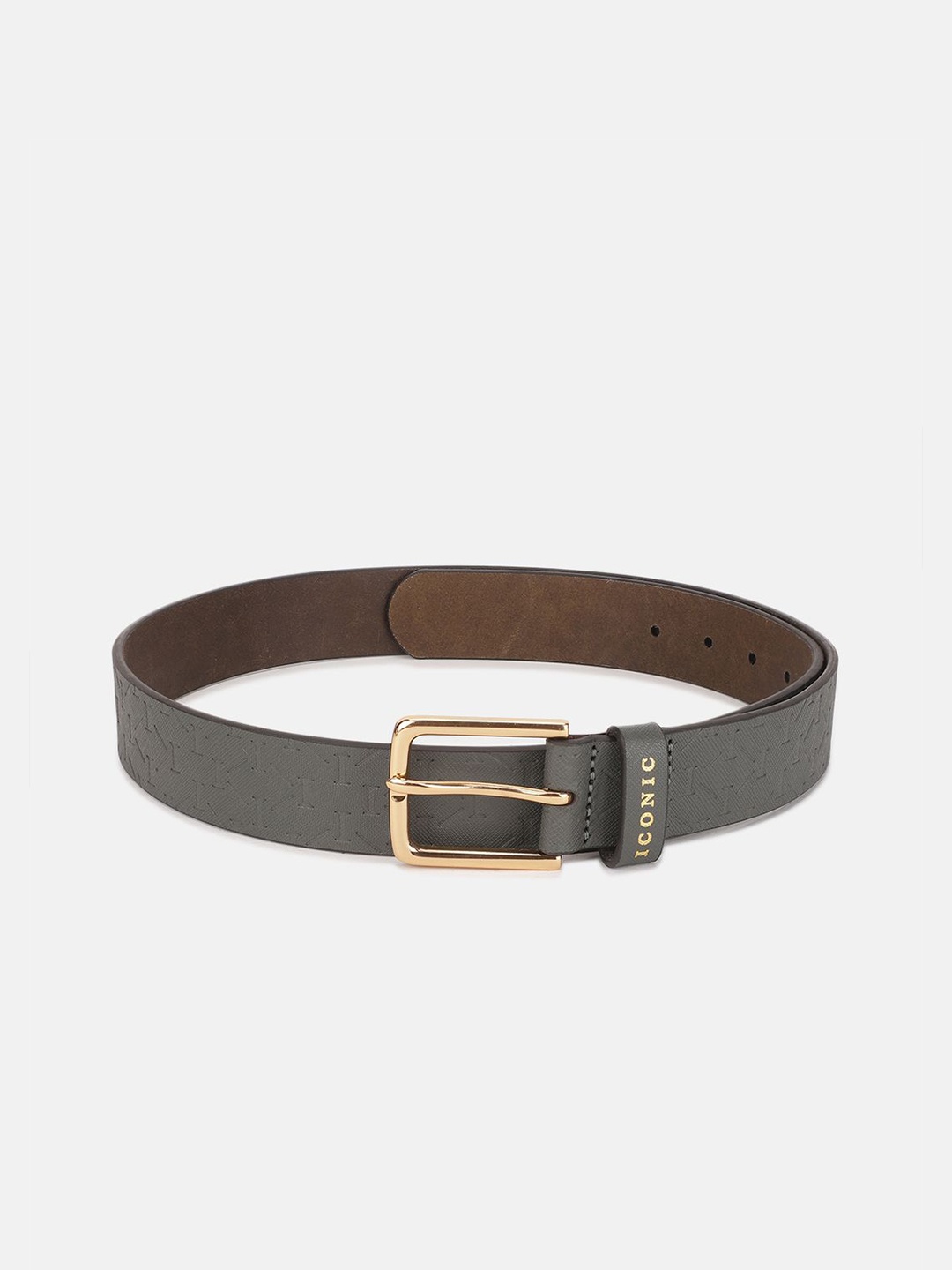 

Iconic Men Textured Leather Belt, Green