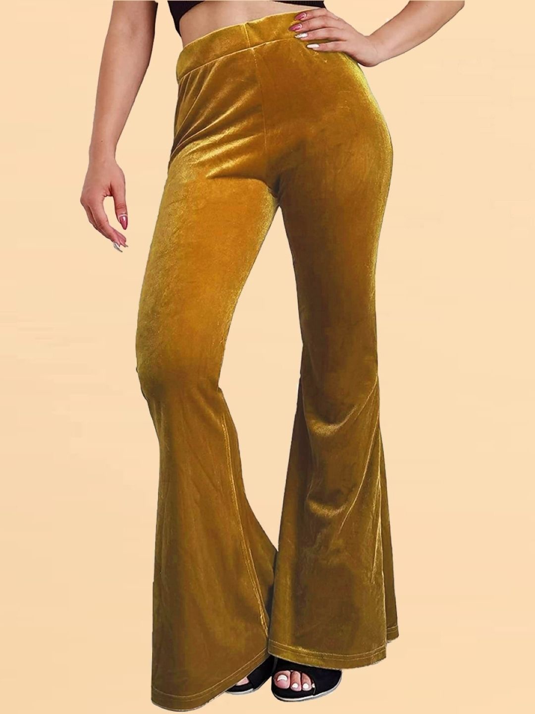 

KPOP Women Custom Skinny Fit Mid-Rise Trousers, Brown